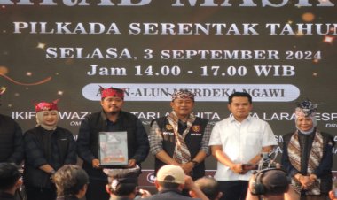 KPU Ngawi Terima Maskot Pemilu, Dikirab di 19 Kecamatan Selama 4 Hari