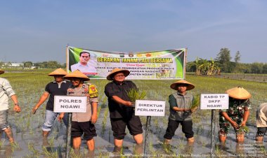 Tingkatkan Produksi, DKPP Ngawi Gelar Gerakan Tanam Padi Bersama
