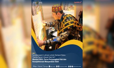 Kata Menteri AHY Usai Tandatangani Lukisan Sampu Buku Berjudul "Cerita Tanah Ulayat Hari Ini"