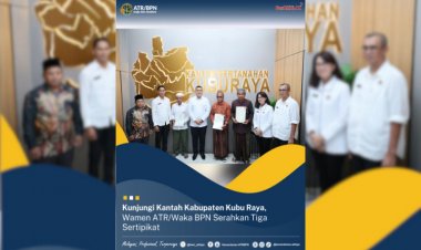 Kunjungi Kantah Kabupaten Kubu Raya, Wamen ATR/Waka BPN Serahkan Tiga Sertipikat Wakaf